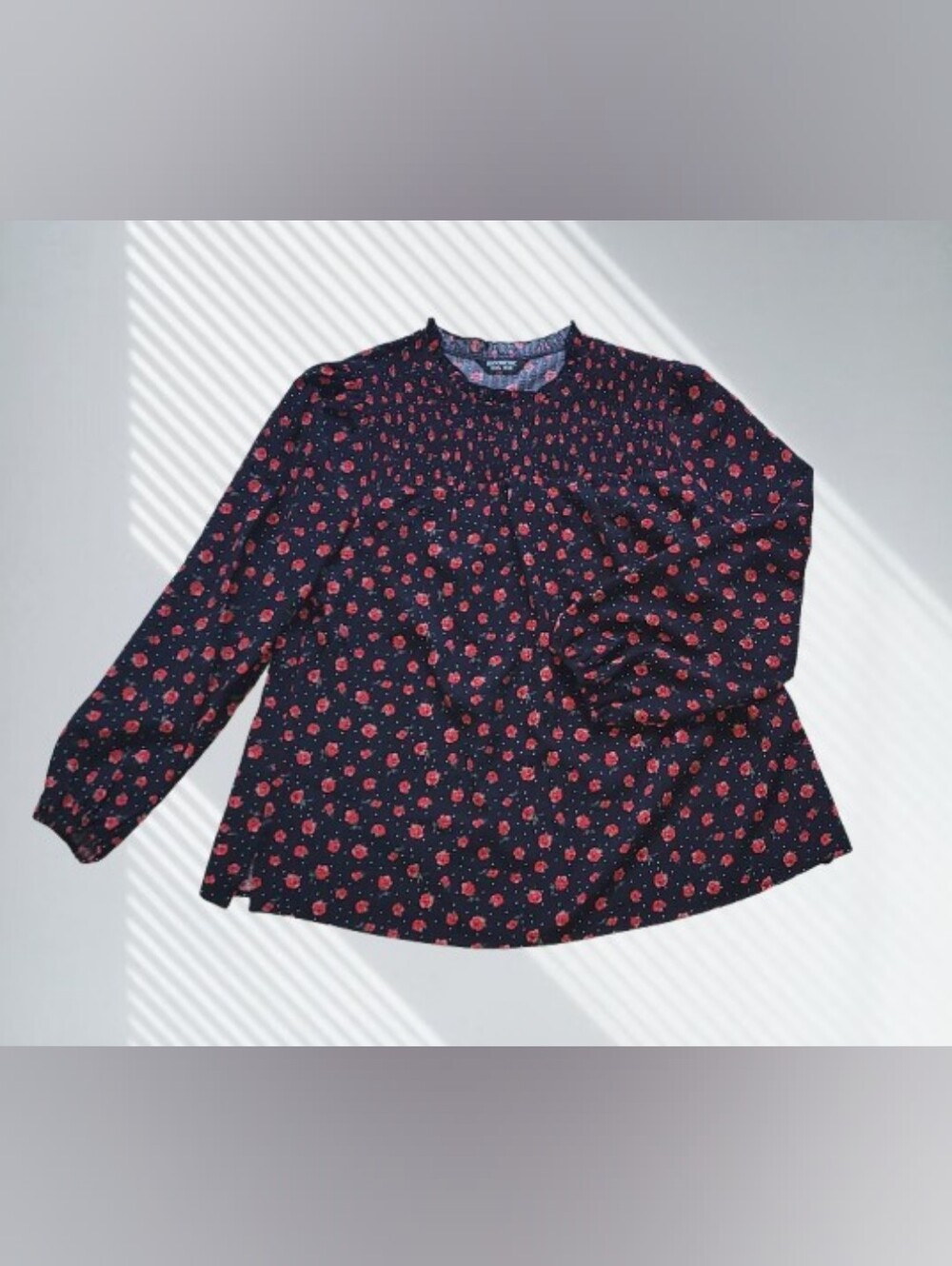 Bloomchic Blouse Black Floral Long-Sleeve Top, Size 14-16